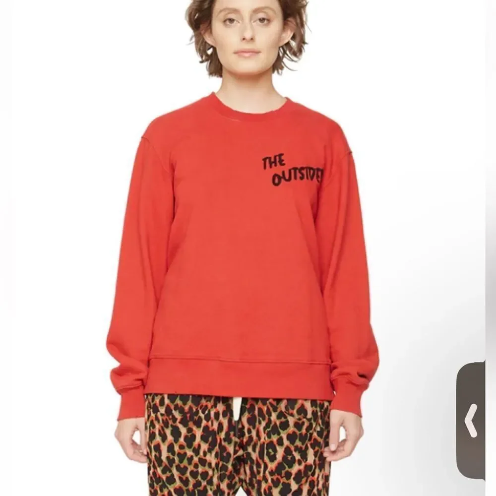 FREE PEOPLE x SANDRINE‎ ROSE Red Blood New Crew Sweats The outsider sz Large NEW